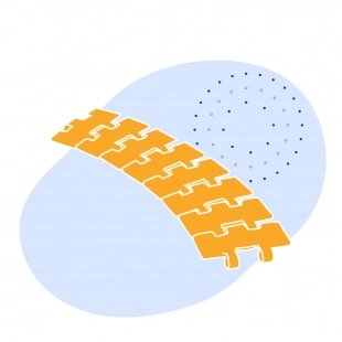 Пластинчатая цепь поворотная серия MD 880-879 TAB 152.4x4.8x400 мм